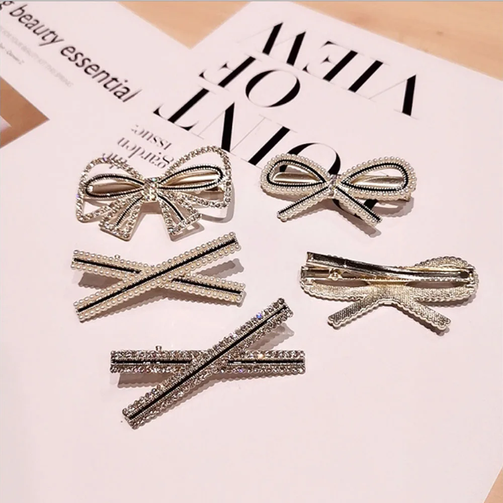 

1Set Handmade Pearls Hair Clips for Women Fashion Geometric Flower Barrettes Headwear Girls Sweet Hairpins Hair Accessorie