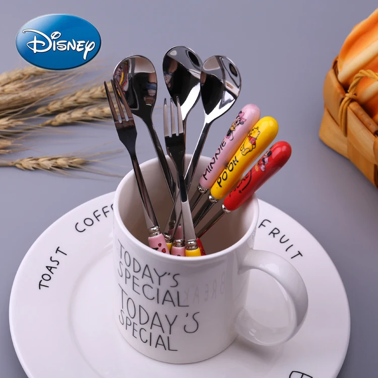 

Disney Mug Spoon Long Handle Mickey Mouse Minnie and Winnie The Pooh Dessert Spoon Coffee Spoon Stirring Spoon
