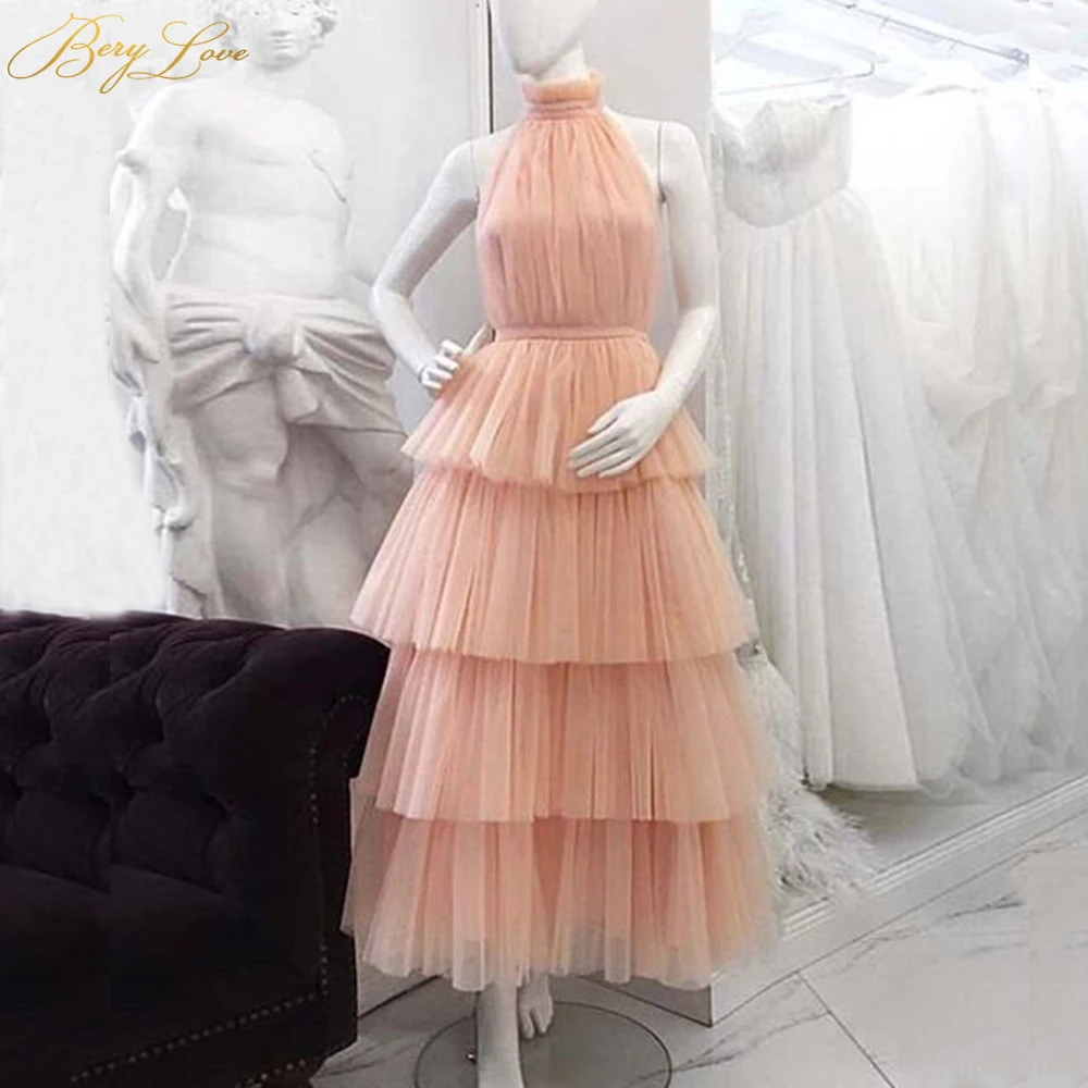 

Многоярусное длинное сказочное платье с лямкой на шее, сексуальное платье с открытой спиной, ТРАПЕЦИЕВИДНОЕ вечернее платье для молодых девушек, плиссированвечерние вечернее платье