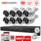 Hikvision, IP-камера безопасности, 4K, 8 каналов, POE, NVR, Hikvision, 8 МП