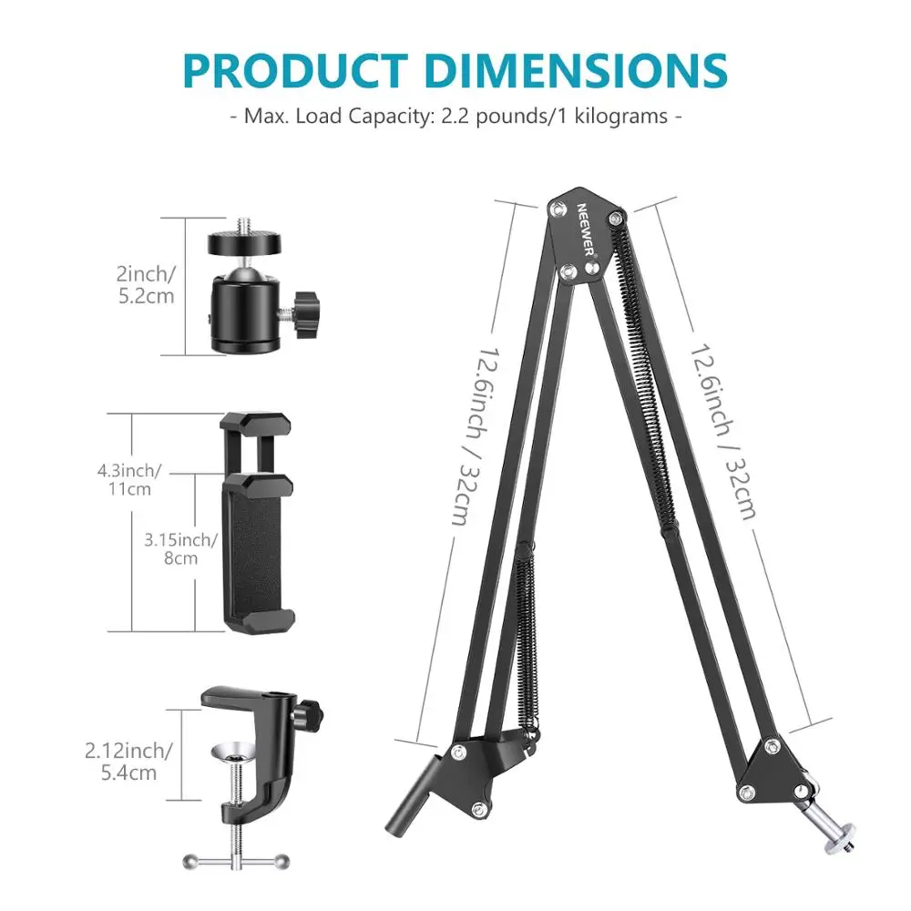 Neewer Настольный шарнирный ножничный кронштейн с поворотом на 360 ° накладная видео