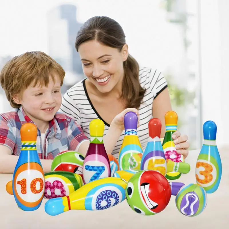 

Набор для боулинга, 10 разноцветных мягких пенных булавок для боулинга, 2 шара, игрушки для помещений, броши, игрушки для детей, подарок на ден...