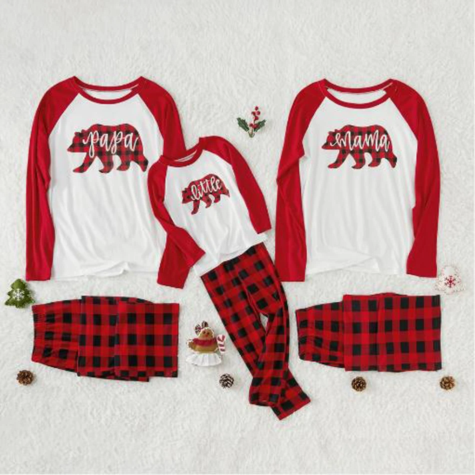 Семейный комплект рождественских пижам одинаковые комплекты в клетку для семьи