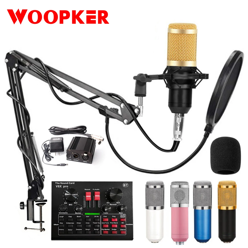 

Bm 800 Karaoke Condenser Microphone for PC Studio Braodcasting Singing Recording Microfone Mic Kit With V8X Sound Card Live
