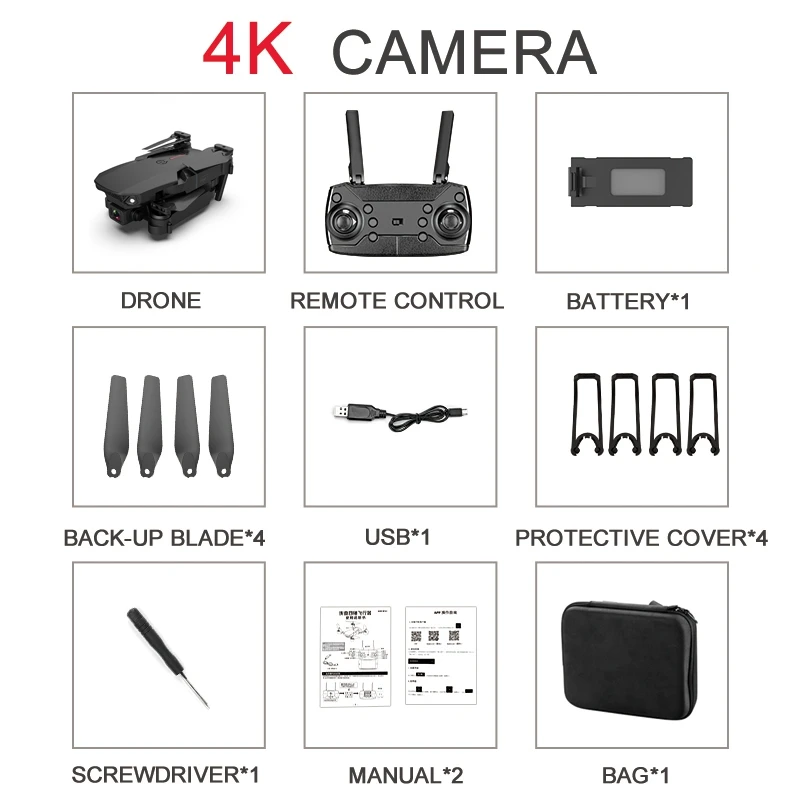 Квадрокоптер E88 RC 4K HD камера визуальное позиционирование WiFi FPV четыре оси