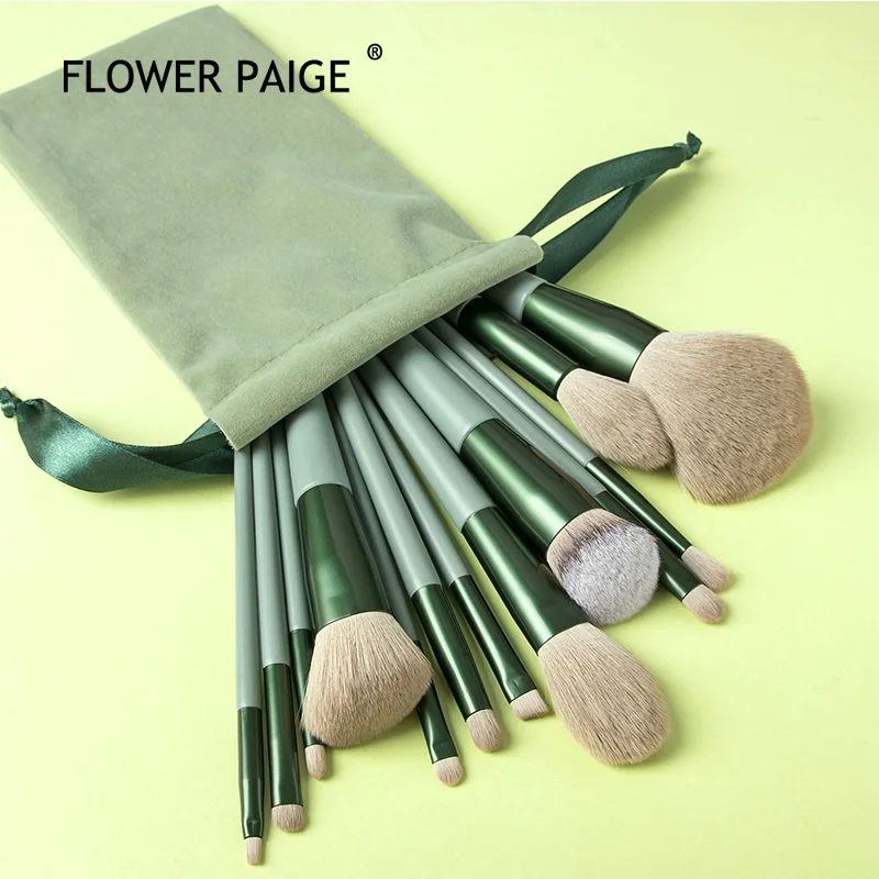 

FLOWER PAIGE 13Pcs Butter Cheese Makeup Wool Brush Set Bristle Soft Blush Loose Powder Brush