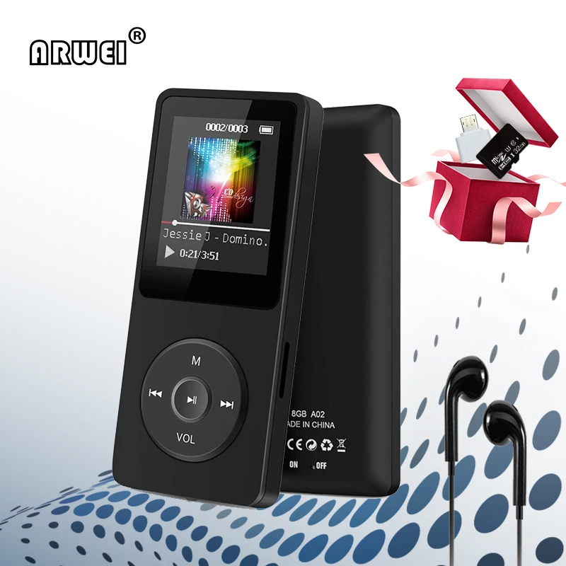Mp3 плеер с емкостью до 32 Гб Наушники Hi Fi fm радио спортивные портативные