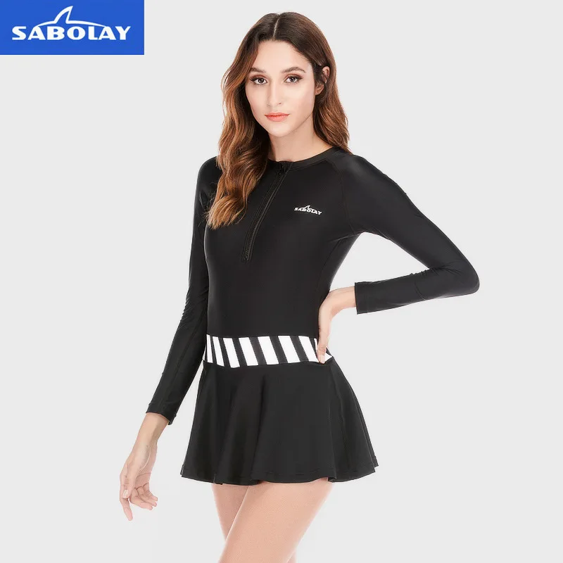 Банный костюм ins горячая распродажа Женские стройные длинные рукава сиамские