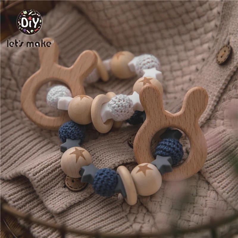 Let's Make-Cuentas de ganchillo de madera de 16mm, cuentas masticables para manualidades, cuentas de punto de dentici&oacute;n de madera, joyer&iacute;a, juguete sensorial para cuna, mordedor para beb&eacute;, 10 Uds.-4