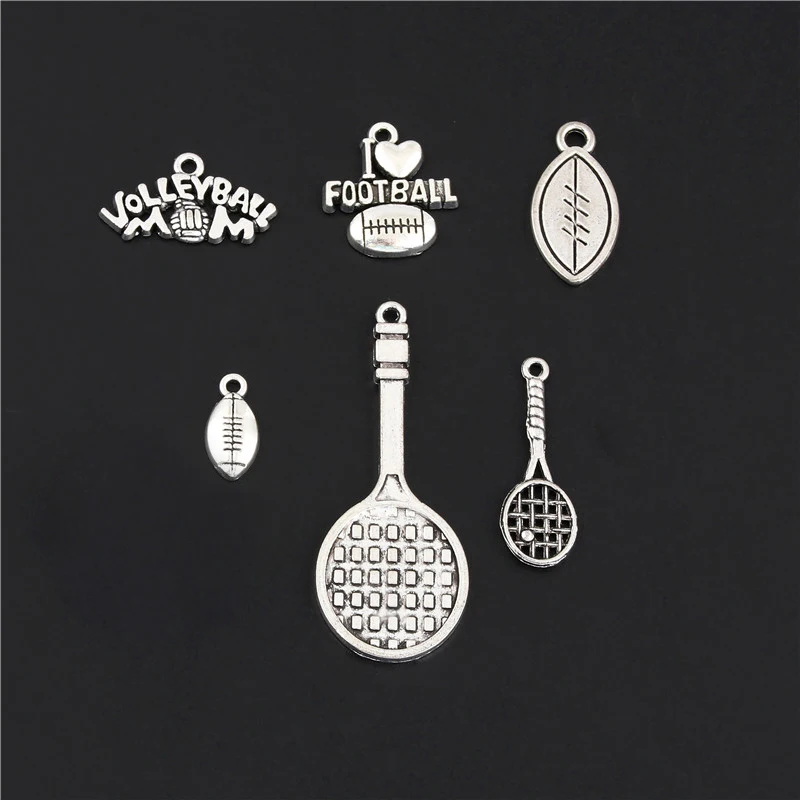 12 шт микс Серебряный Цвет ракетка для игры в бадминтон и Бейсбол Подвески