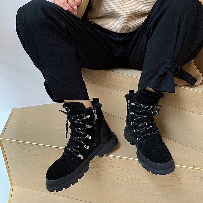 

2021 New Genuine Leather Winter boots Plush fur warm Women's snow boots Ankle boots New product women's shoes