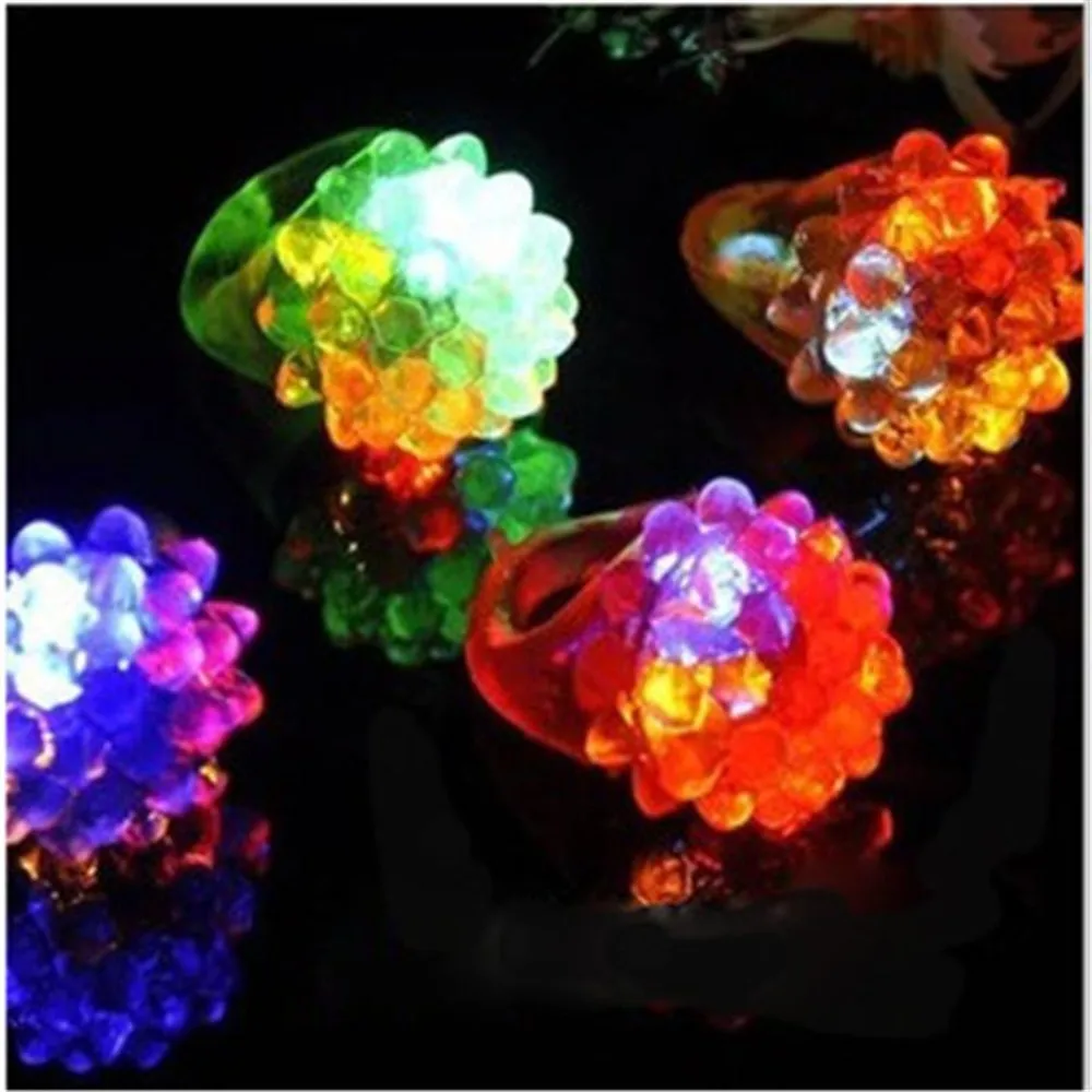 New Arrival LED Ring Light Ring Flash Light LED Mitts Cool Led Light Up Flashing Bubble Ring Rave Party Blinking Soft Jelly Glow