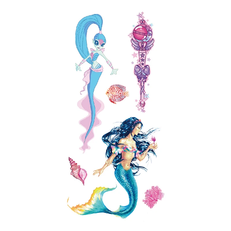 Временная татуировка для детей водостойкая Женская Русалка Мужская боди-арт