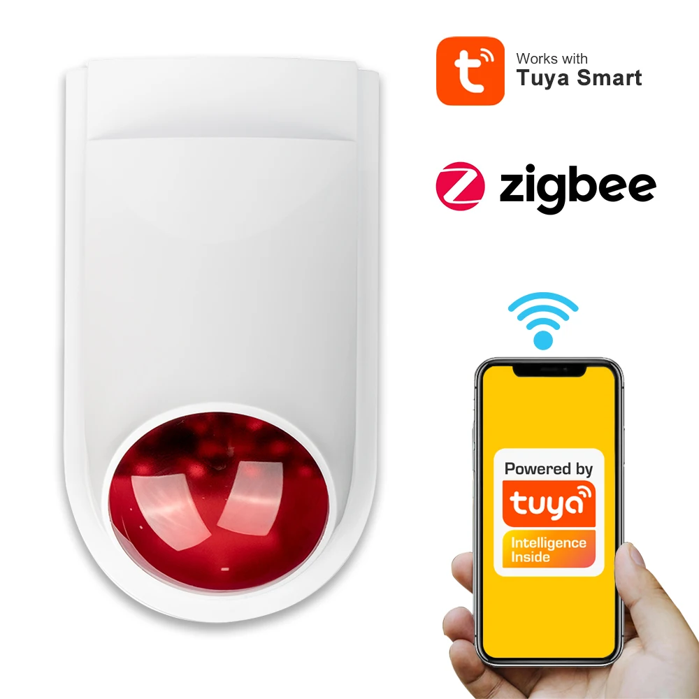 Умная сирена Tuya Zigbee беспроводной звуковой сигнал 110 дБ для охранной сигнализации