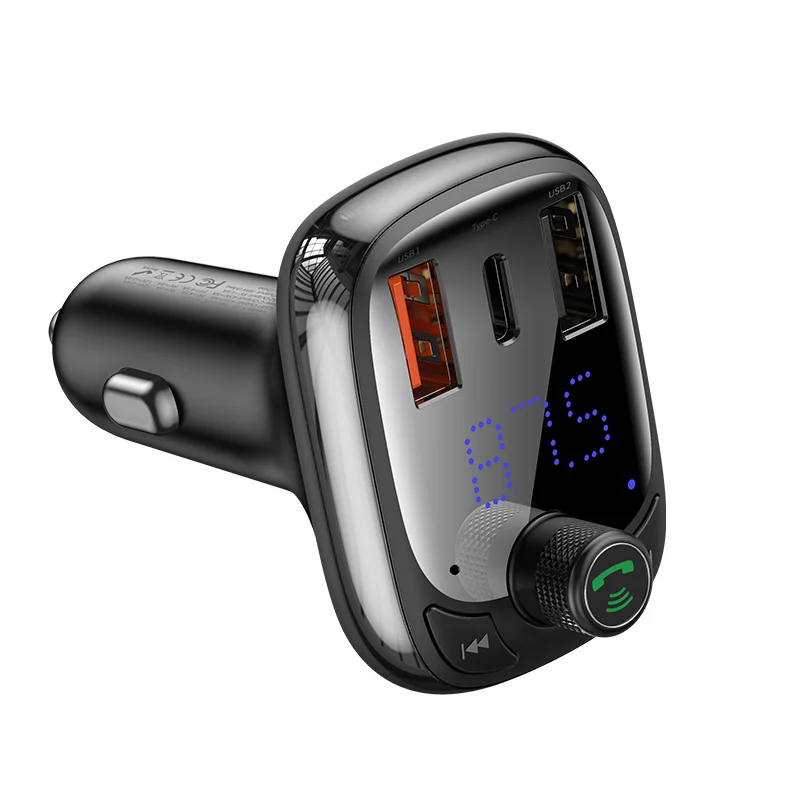 Baseus Quick Charge 4,0 3,0 USB Автомобильное зарядное устройство QC QC4.0 Bluetooth fm-передатчик автомобильный комплект для iPhone 11 Pro Max 5A быстрое PD зарядное устройство - Тип штекера: Black