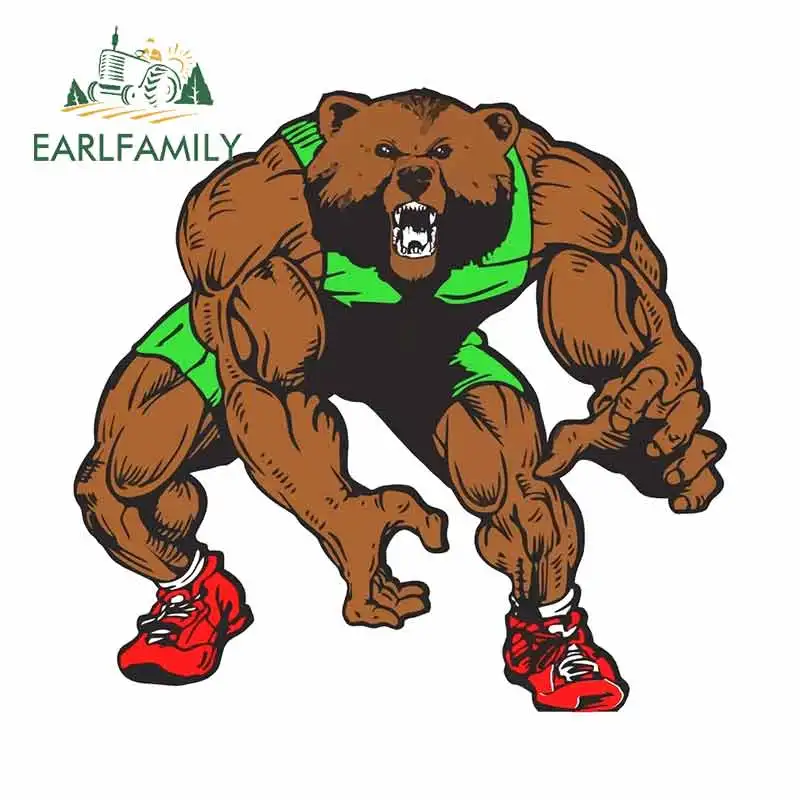 

EARLFAMILY, 13 см x 12,5 см, автомобильная наклейка с изображением медведя и борьбы, стикеры «сделай сам», модная графическая задняя наклейка для автомобиля