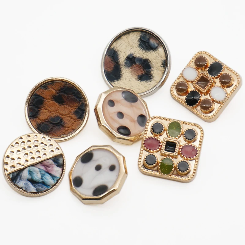 17 мм/25 мм квадратные кнопки с плоской спинкой в форме Луны леопардовая ткань