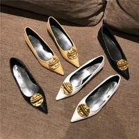 new women pumps spring fall office shoes shallow single flat with woman casual office lady mental decoration shoes