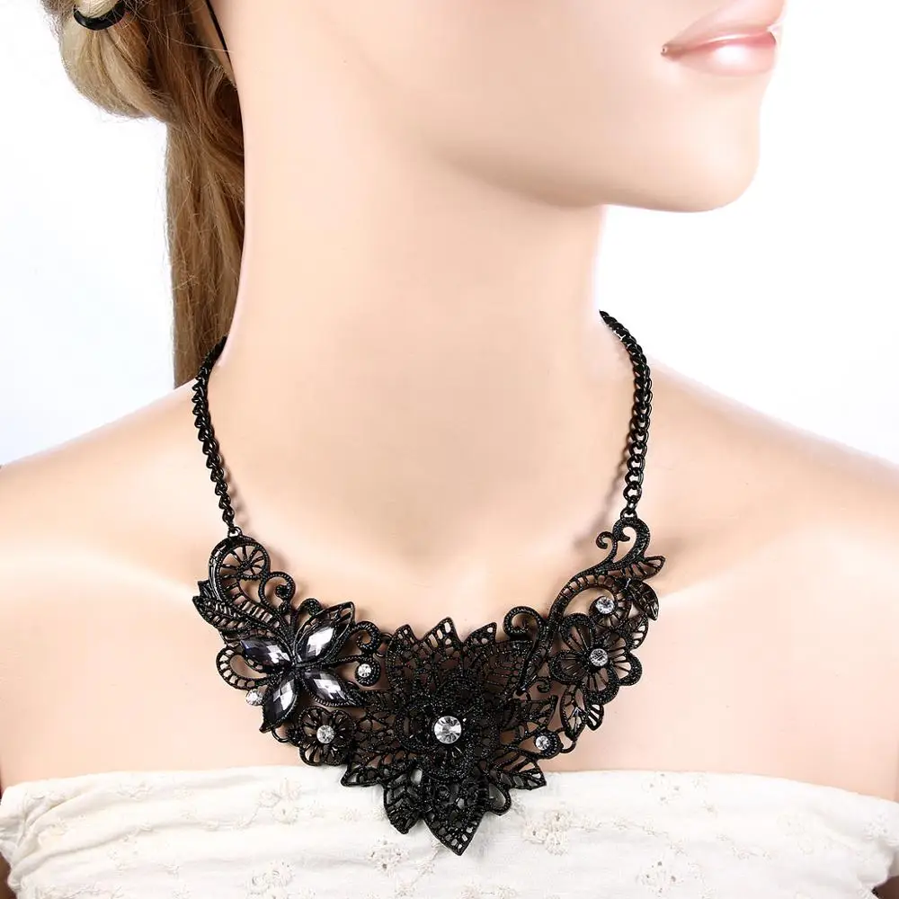 Tuliper чокер Butterfly Statement Necklace Gothic Choker подвеска Flower For Women Party Jewelry Collier цепочка кулон Femme