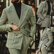 Robe à chevrons pour hommes, housse de costume, coupe cintrée, en mélange de laine, à Double boutonnage, personnalisation formelle  (1)