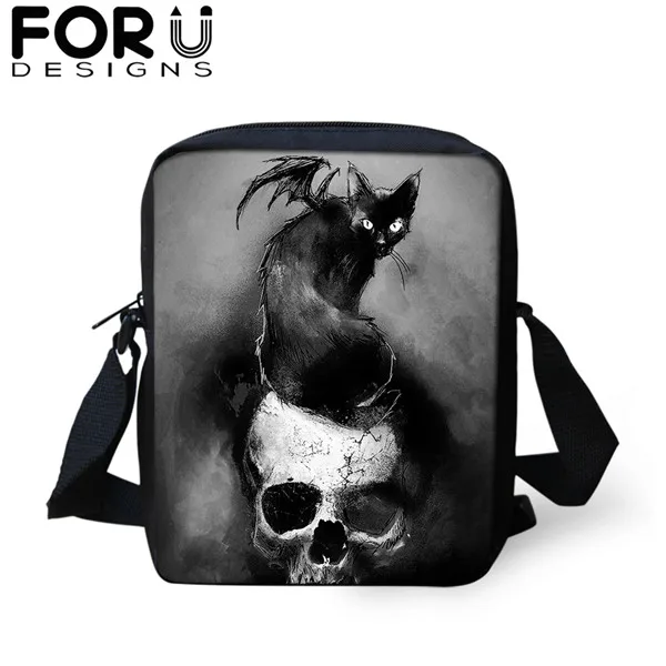 FORUDESIGNS/готический Черная кошка школьные сумки 3 шт./компл. для девочек и мальчиков Повседневное 3D Для женщин рюкзак ортопедический рюкзак детская дорожная сумка для книг - Цвет: CDGX1387E