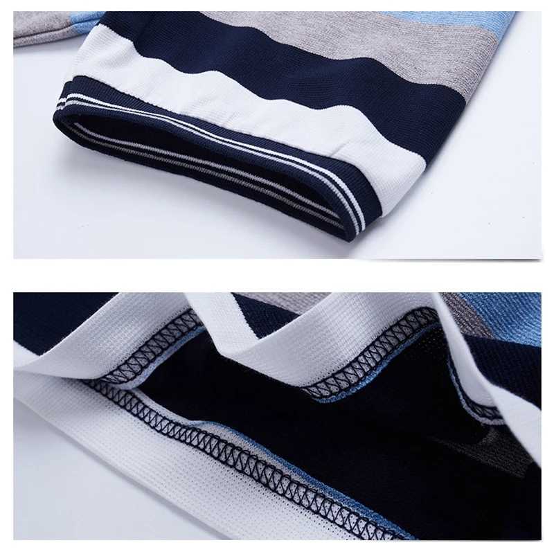 Мужская Повседневная рубашка поло размера плюс дышащая хлопковая в полоску с