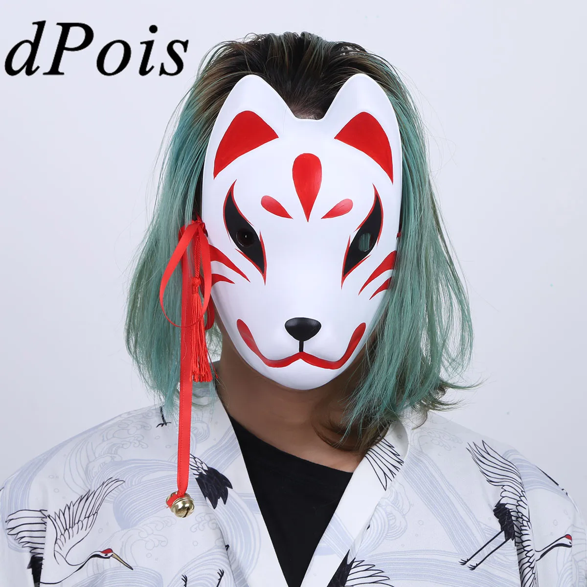 Аксессуары для косплея японской лисы, ручной работы, с полным лицом и кисточкой, для взрослых и детей, на Хэллоуин, фестиваль, карнавал, костюм, рейв.