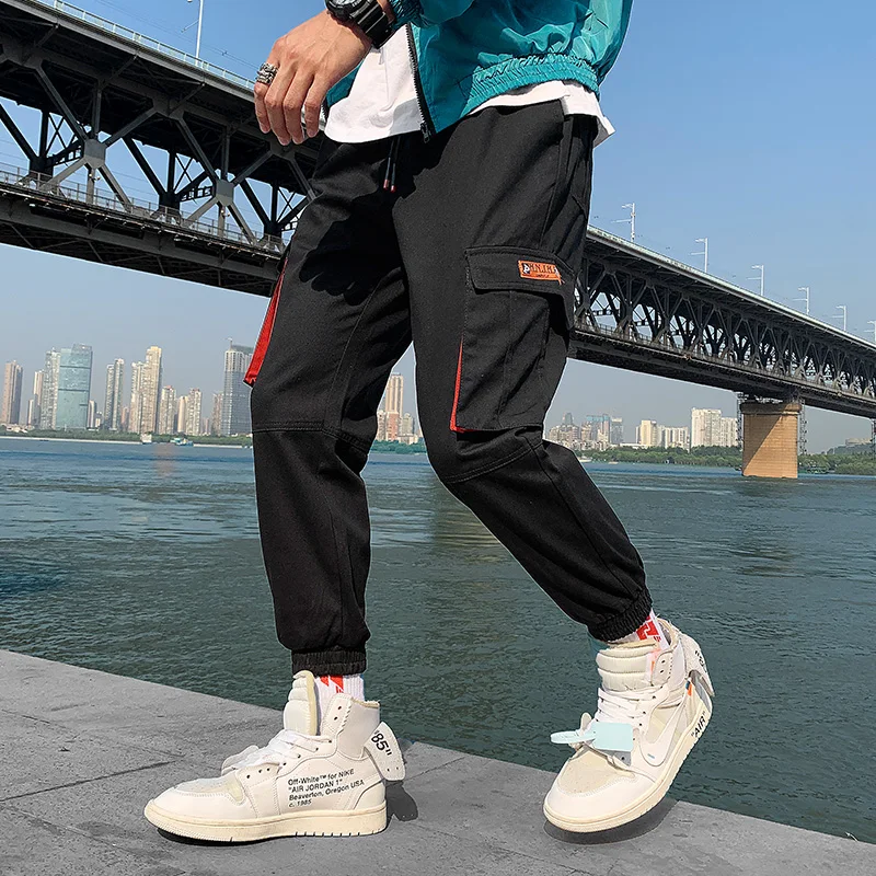Брюки карго для мужчин свободные хлопковые спортивные забавные штаны уличная