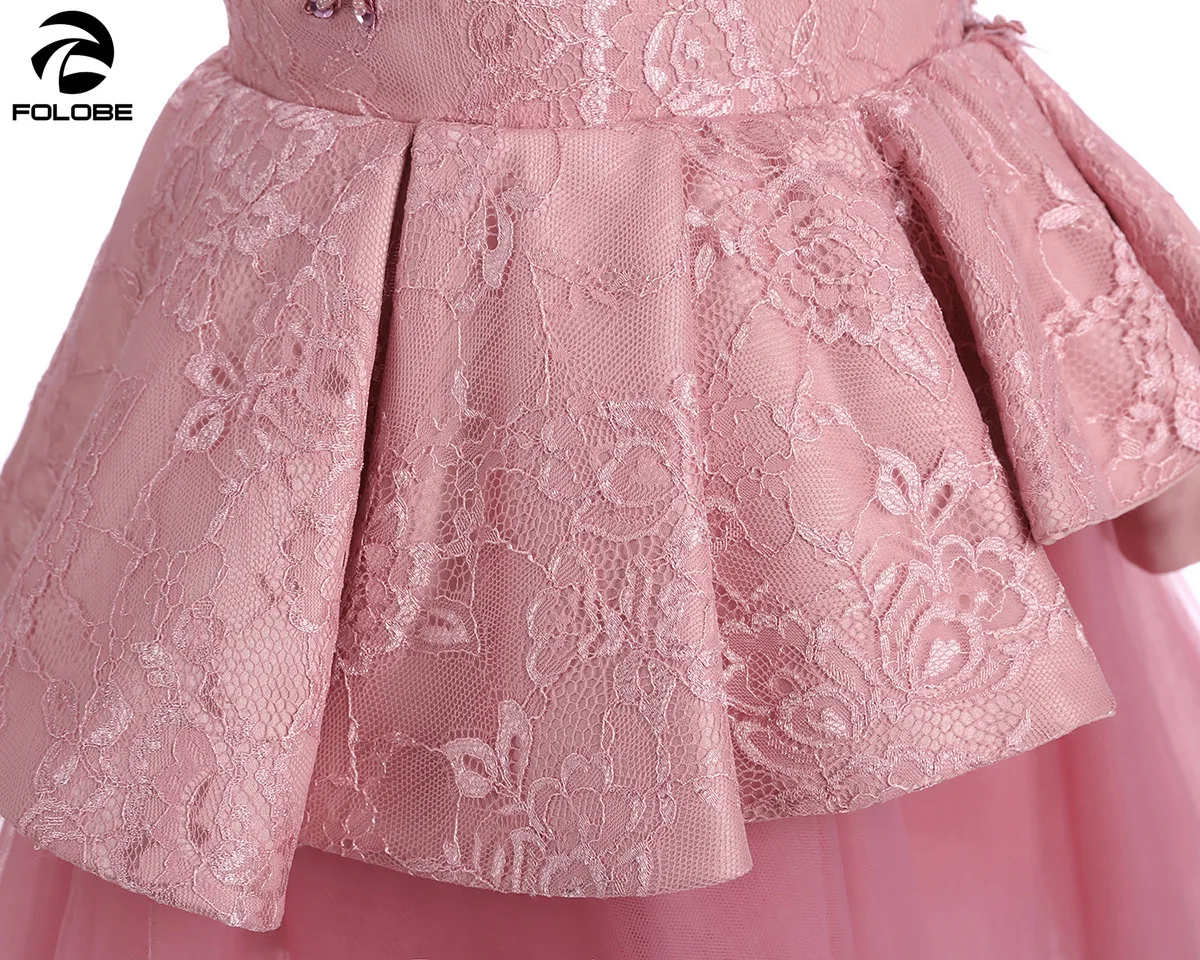 FOLOBE розовые цветочные платья для девочек на свадьбу трапециевидные тюлевые