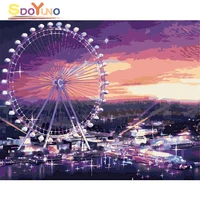 sdoyuno painting by numbers ferris wheel diy painting by numbers modern home wall art picture coloring for home decors carfts