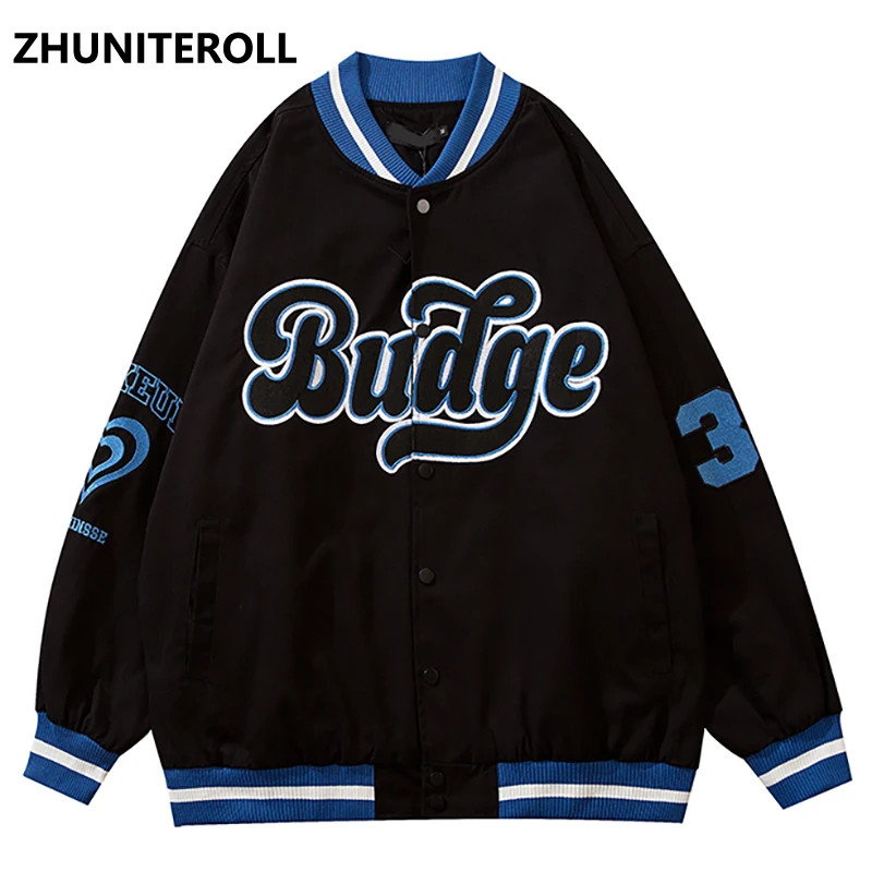 

College Style Fashion Harajuku Embroidery Letter Jacket Men Bomber Casual Baseball Coats Streetwear High Street Tops Clothing