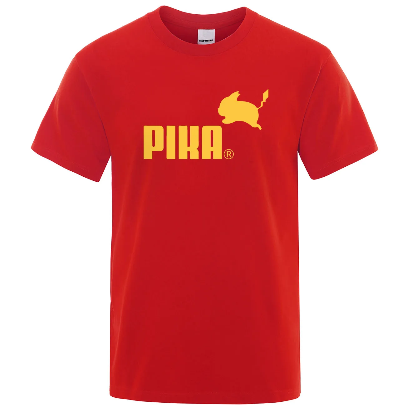 Летняя новая футболка Pika, мужские футболки с японским Аниме Покемон, футболки с Пикачу для мальчиков, хлопковая футболка с коротким рукавом, мужские повседневные футболки, топы - Цвет: red 3