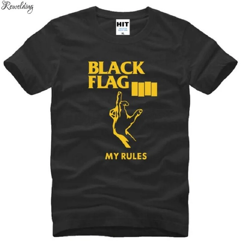 

New Arrival Black Flag My Rules Men's T Shirt Punk Rock Band Black Flag T-shirt Tops Short Sleeve O-neck Cotton T Shirt Men