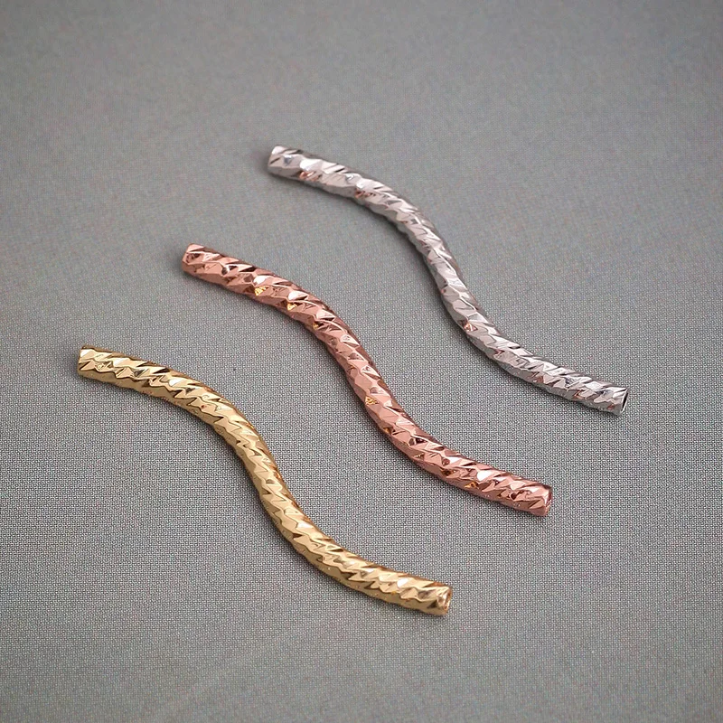 

10Pcs Long Copper " S " Tube Spacers Connectors Brass Spacer Necklace Bracelet Charm Beads With Fillagree Jewelry Making 27173