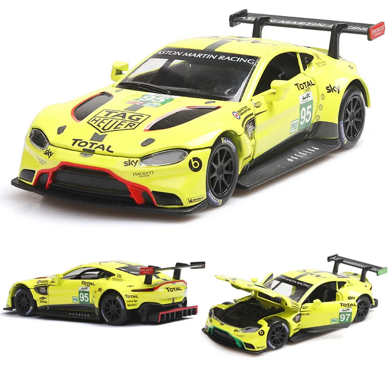 1:32 литого металла игрушечной модели AstonMartinVantage GTE Ле-Ман звук и светильник