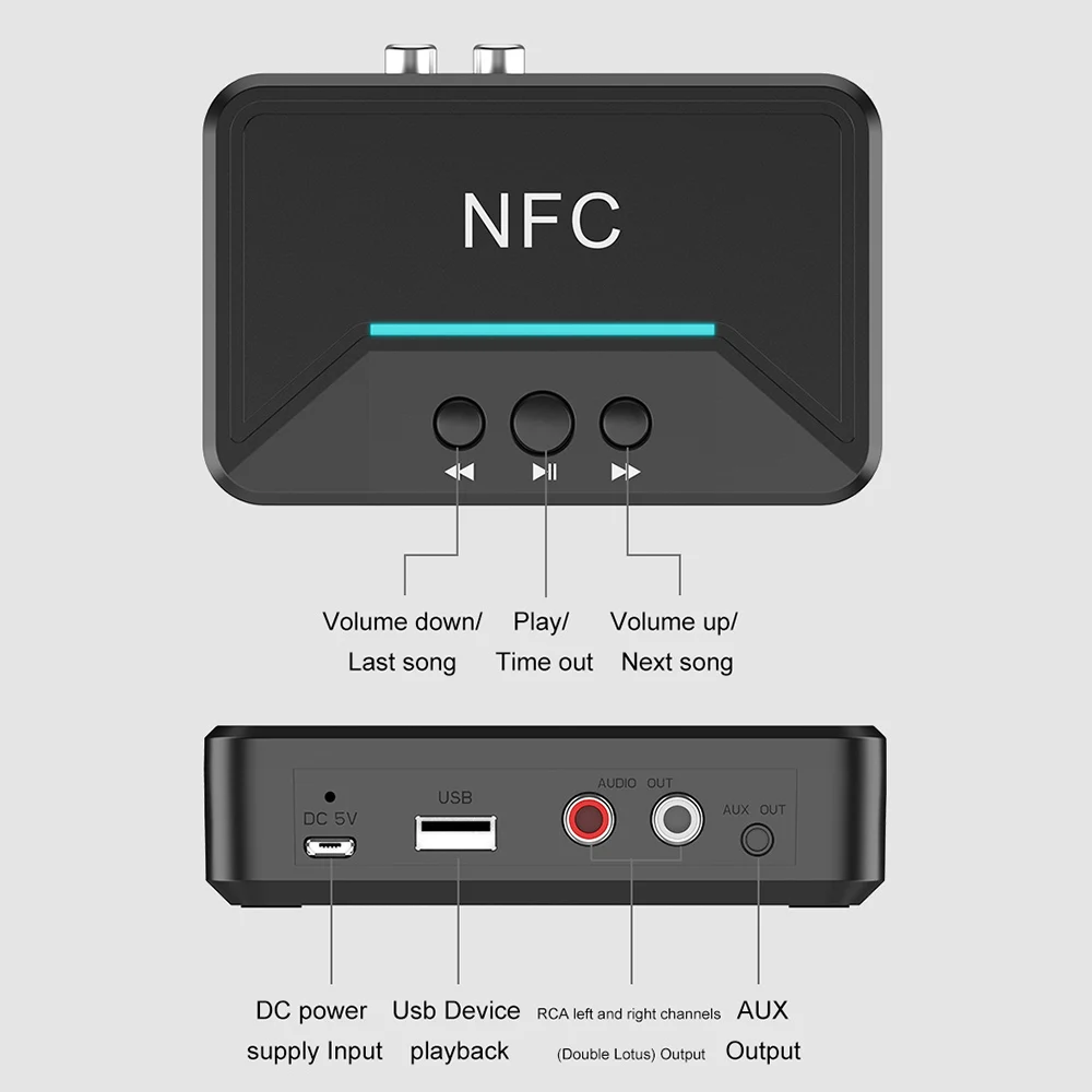 Kebidu BT200 NFC Bluetooth-приемник 3 5 мм AUX RCA Jack A2DP Hifi беспроводной Bluetooth 0 аудио музыкальный