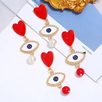 ywzixln fashion bohemian earrings jewelry red heart eyes drop earrings best gift for women girl wholesale e0107