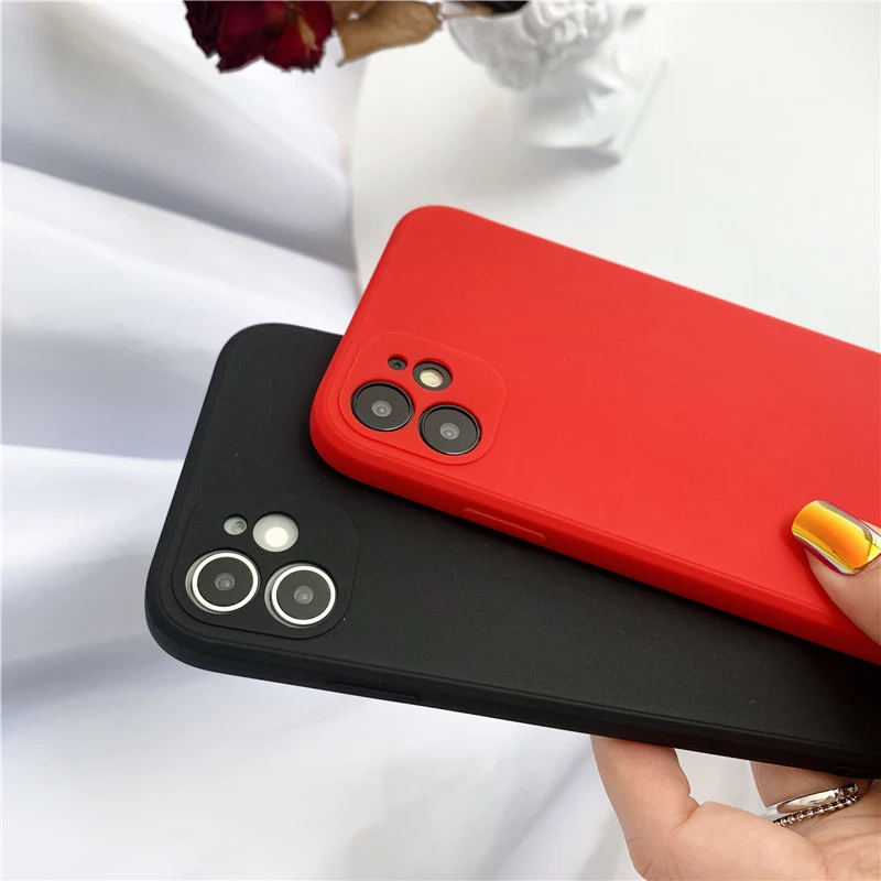 

New Square Liquid Silicone Phone Case For iPhone 11 Pro Max XS SE 2020 X XR 6 6S 7 8 Plus Original Luxury Solid Color Soft Cover