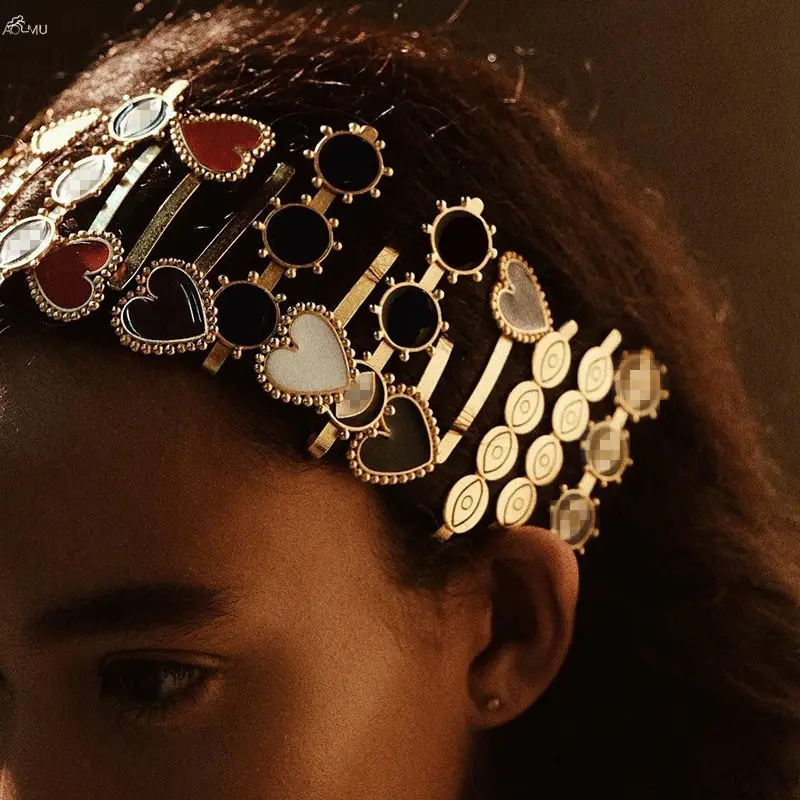 AOMU Корея Модный металлический Сердце Глаза Подвески шпильки для женщин