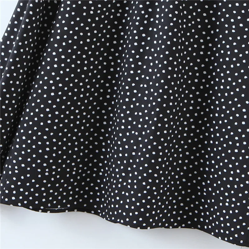 

BLSQR Fashion Polka Dot Print Crop Blouses Women Vintage Long Sleeve Hem Knot Female Shirts Blusas Chic Tops
