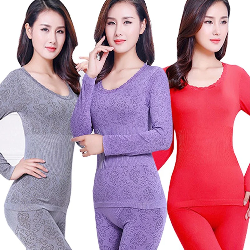 

Sexy Thermal Underwear Sets Women Long Johns Suit Winter Warm Underwear Suit Ladies Bodysuit Slim Intimate Sets Female Pajamas