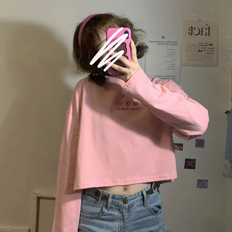 

XZ1491 2021 new Small loose embroidered slim long T-shirt for women
