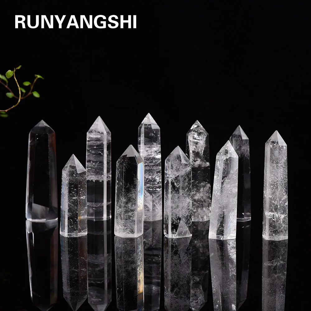 

Natural white Crystal clear quartz 4-8CM Quartz Crystal Stone Point Healing Hexagonal Wand Treatment Stone
