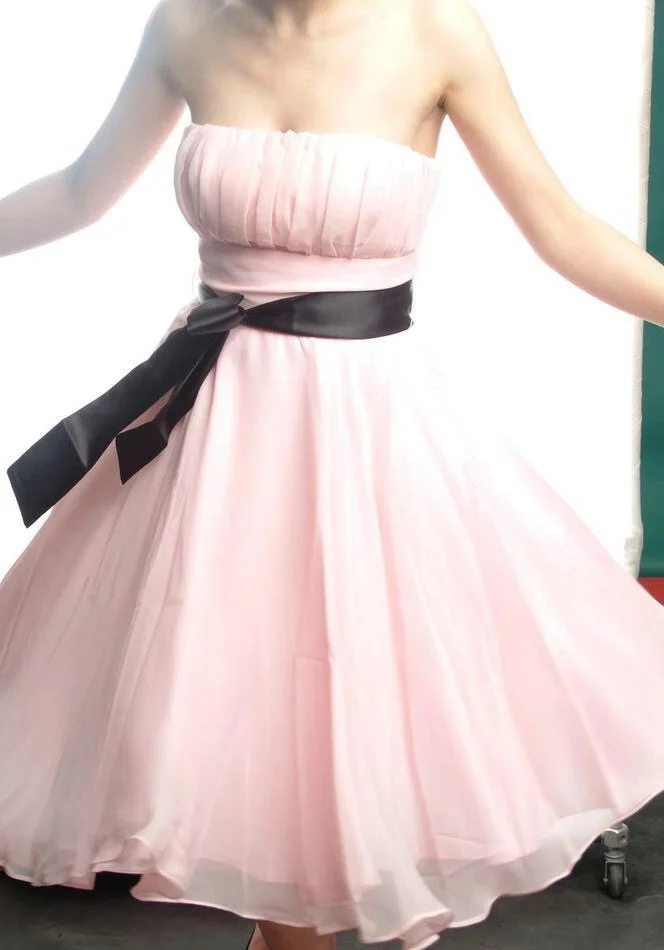 

2019 Short Chiffon Prom Dresses with Black Sash Chinapost Airmail Shipping time 60 Days