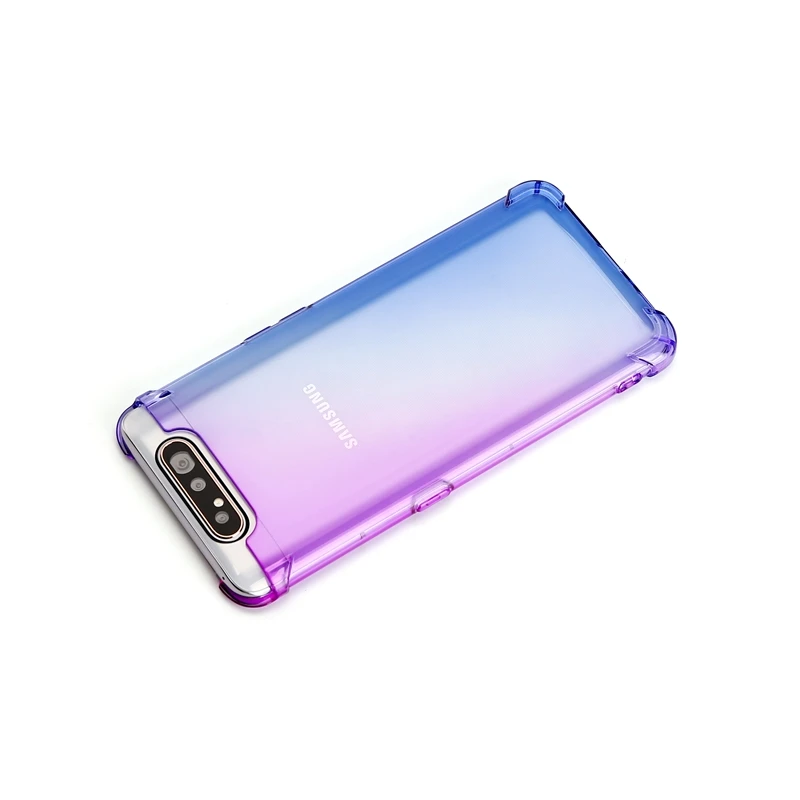 Ударопрочный градиентный цвет термополиуретан чехол для samsung Galaxy A80 прозрачный