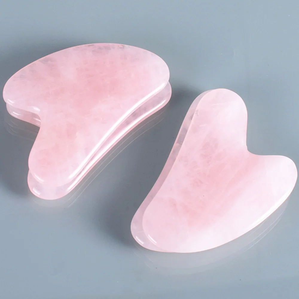 Натуральный розовый кварц Gua Sha доска массажер для лица иглоукалывание выскабливание нефрита массаж тела антивозрастной боли уход за лицом инструменты