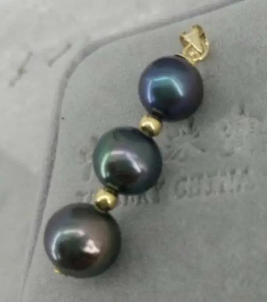 Ювелирное изделие жемчуг Цепочки и ожерелья 9 10 мм черный круглый + Натуральное