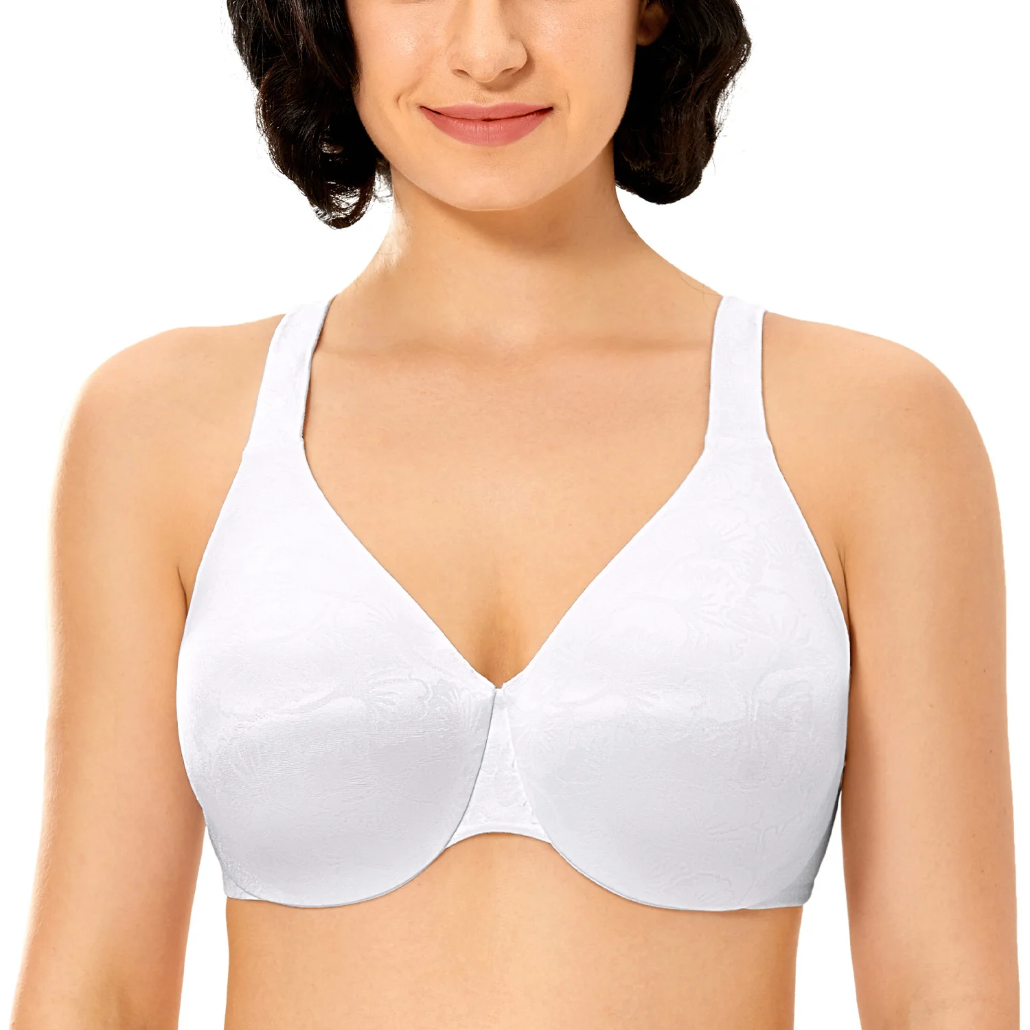 

Women's Floral Underwire Non-padded Seamless Full Coverage Plus Size Minimizer Bra