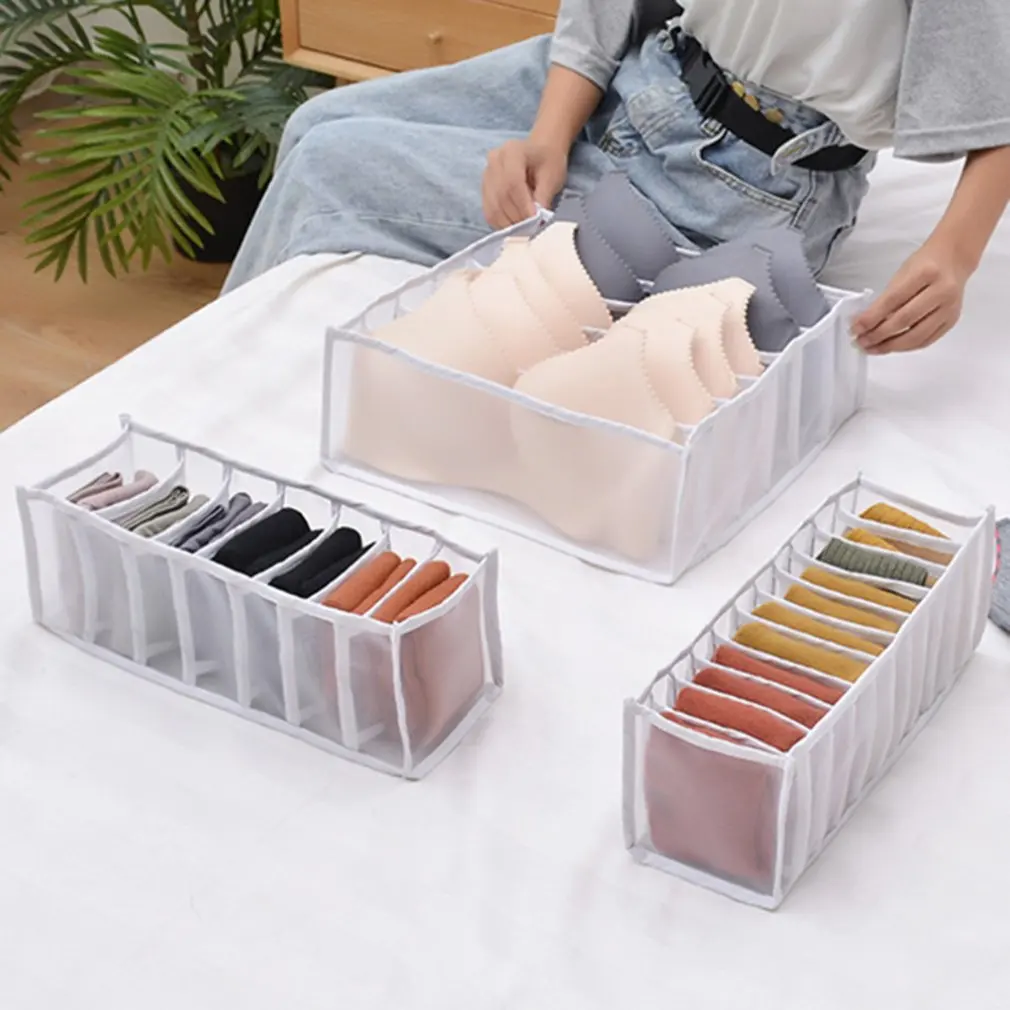 

Underwear Storage Boxes 3-piece Set Socks Closets And Drawers Drawer Division Folding Case Wardrobe Storage Container Boxes