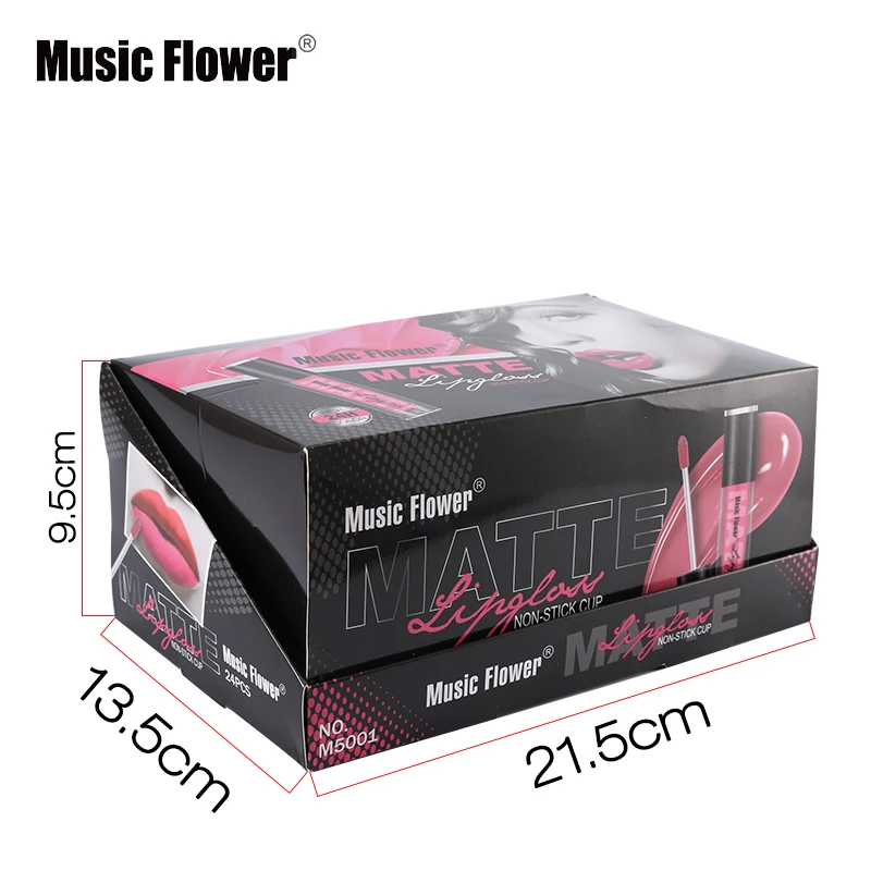 Бренд Music Flower макияж 24 шт./лот антипригарная чашка матовый блеск для губ часа